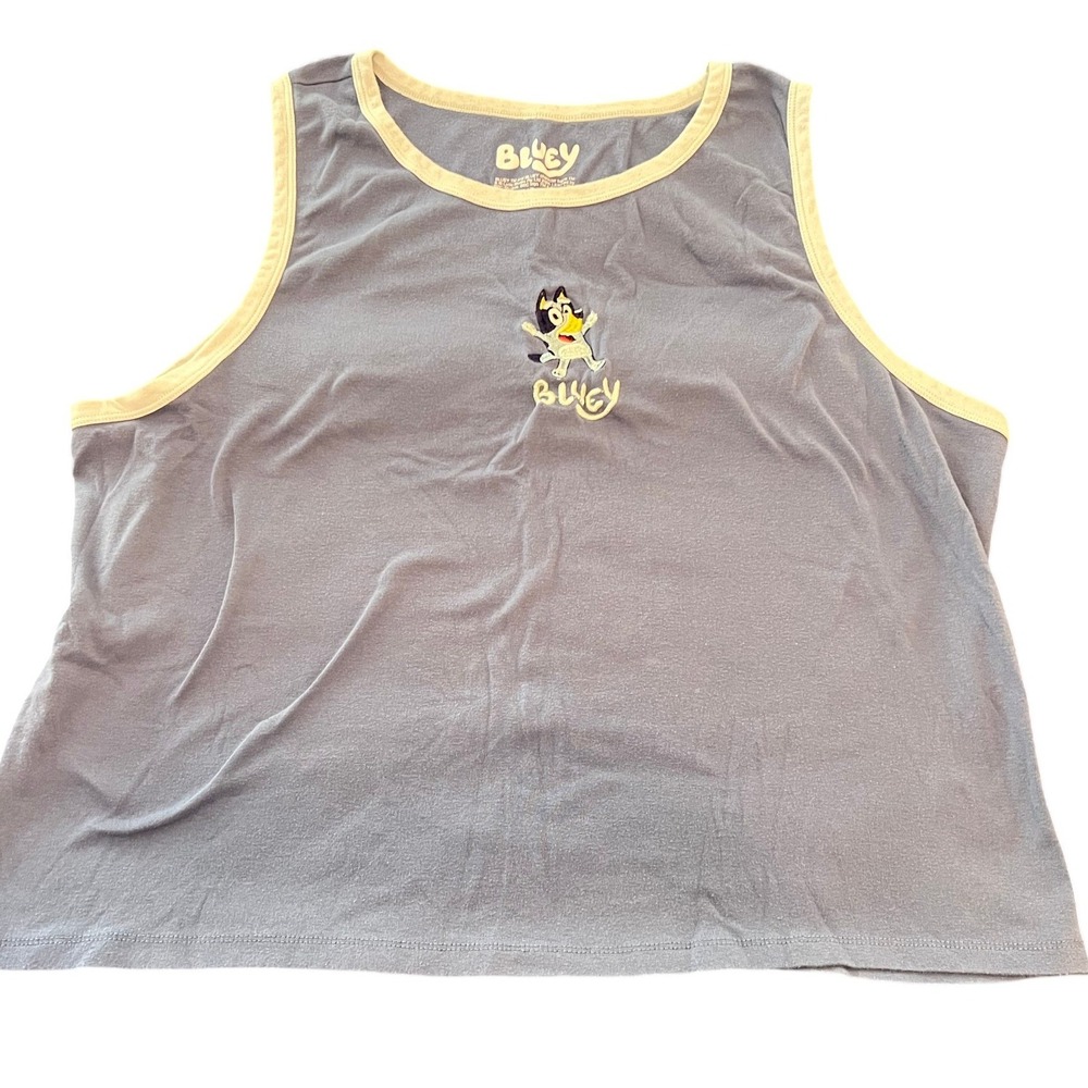Bluey Hybrid Apparel Kids Blue Ringer Tank Top Embroidered Character Size 3X